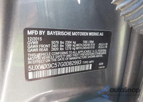 2016 BMW X3 xDrive28I из США, поврежденный, VIN 5UXWX9C57G0D82993